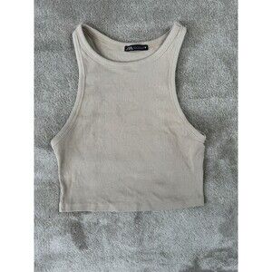 ZARA Cropped  Ribbed Tank Tan Size L